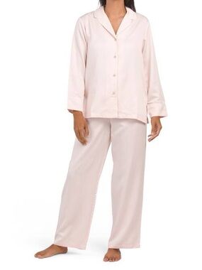 NATORI WOMENS SATIN ESSENTIALS NOCH PJ set /COLOR pink DOVE 
SIZE LARGE